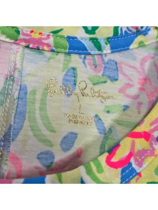 Lilly Pulitzer Dress Large Belden Elbow Sleeve Grove Garden Beachy Tropical - Picture 4 of 11